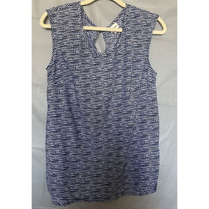 Merona Women's Blue & White Sleeveless Lightweight Blouse Size Medium